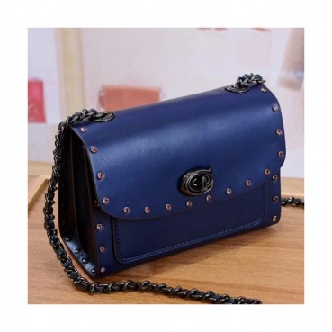 Coach 2018 Leather Chain Shoulder Bag - 코치 2018 레더 체인 숄더백 COAB0216,블루