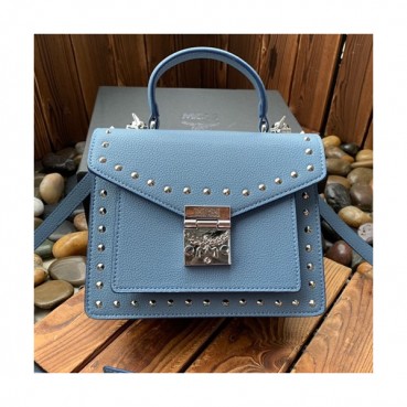 MCM Patricia Leather Tote Shoulder Bag,21cm - 엠씨엠 패트리샤 레더 여성용 토트 숄더백 MCMB0097, 21cm,블루