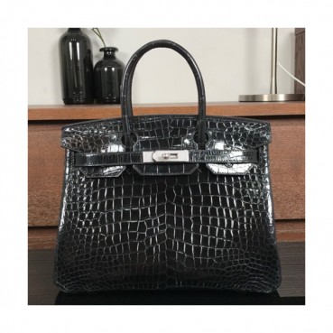 Hermes Birkin Crocodile Leather Tote Shoulder Bag ,30cm - 에르메스 버킨 크로커다일 여성용 토트 숄더백 HERB0685,30cm,블랙