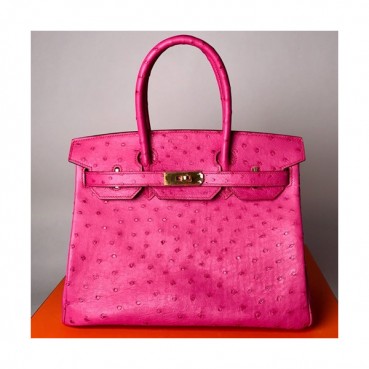 Hermes Birkin Ostrich Leather Tote Shoulder Bag ,30cm - 에르메스 버킨 오스트리치 레더 여성용 토트 숄더백 HERB0684,핑크,30cm