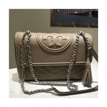 Tory Burch Fleming Distressed Convertible Leather Shoulder Bag,28cm - 토리버치 플래밍 디스트레스드 컨버터블 레더 숄더백 TBB0216,28cm,베이지그레이