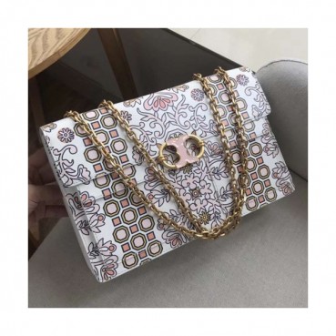 Tory Burch Leather White Gemini Link Chain Shoulder Bag,27cm - 토리버치 레더 화이트 제미나이 링크 체인 숄더백 TBB0204,27cm
