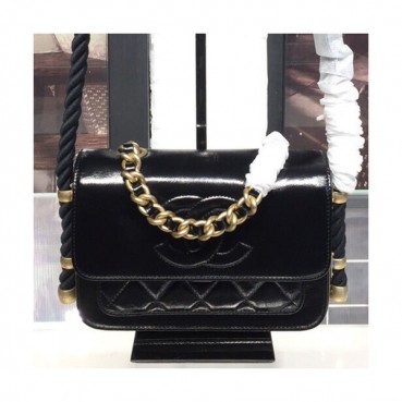 Chanel Leather Chain Flap Tote Shoulder Bag ,22CM - 샤넬 레더 체인 플랩 토트 숄더백 CHAB0607,22CM,블랙