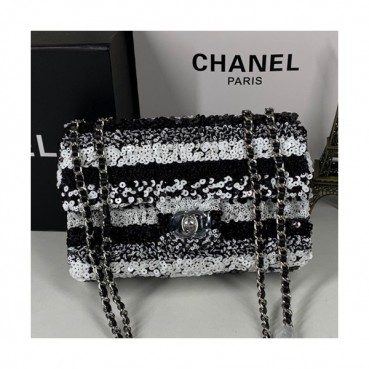 Chanel Women Chain Spangles & Leather Shoulder Bag ,20CM - 샤넬 여성용 체인 스팽글&레더 숄더백 AS0195 