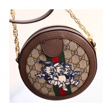 Gucci  GG Ophidia Mini Round Women Shoulder Bag,18CM - 구찌 GG 오피디아 미니 라운드 여성용 숄더백 550618,GUB0492,18CM,브라운