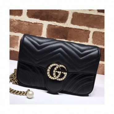 Gucci GG Marmont Matlase Women Shoulder Bag,22CM - 구찌 GG 마몬트 마틀라세 여성용 숄더백 446744,GUB0488,22CM,블랙