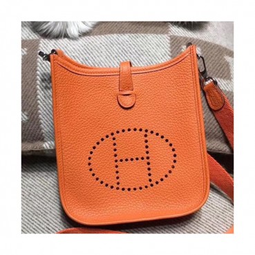 Hermes Evelyne TC Leather Mini Shoulder Bag - 에르메스 에블린 TC 레더 여성용 미니 숄더백 HERB0662,오렌지