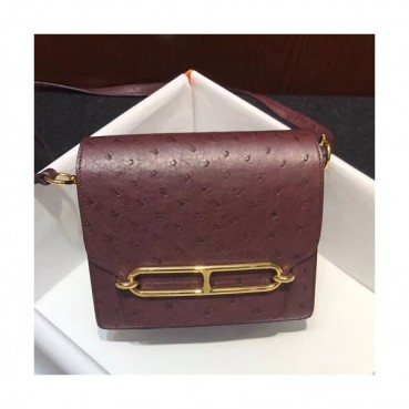 Hermes Roulis Ostrich Leather Shoulder Bag ,19cm - 에르메스 룰리스 오스트리치 레더 여성용 숄더백 HERB0637,19cm,와인