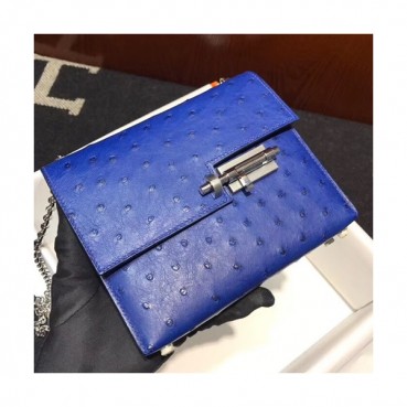Hermes Verrou Ostrich Leather Shoulder Bag - 에르메스 베르 오스트리치 레더 여성용 숄더백 HERB0636,블루