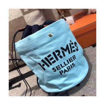 Hermes Canvas Sac De Pansage Tote Shoulder Bucket Bag  - 에르메스 캔버스 삭 드 팬세지 여성용 토트 숄더 버킷백 HERB0618,스카이블루