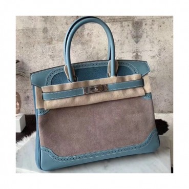 Hermes Birkin Swift Togo  Leather Tote Shoulder Bag ,30cm - 에르메스 버킨 스위프트 토고 레더 여성용 토트 숄더백 HERB0608,30cm,블루+그레이
