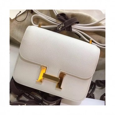 Hermes Constance Epsom Leather Shoulder Bag,14cm - 에르메스 콘스탄스 엡송 레더 여성용 숄더백 HERB0605, 14cm,화이트(금장)