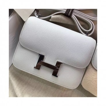Hermes Constance Epsom Leather Shoulder Bag,14cm - 에르메스 콘스탄스 엡송 레더 여성용 숄더백 HERB0604, 14cm,화이트(은장)