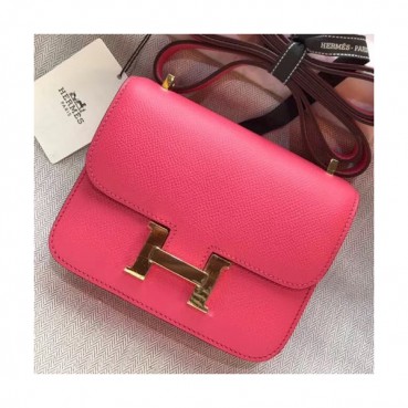 Hermes Constance Epsom Leather Shoulder Bag,14cm - 에르메스 콘스탄스 엡송 레더 여성용 숄더백 HERB0603, 14cm,핑크(금장)