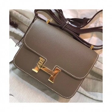 Hermes Constance Epsom Leather Shoulder Bag,14cm - 에르메스 콘스탄스 엡송 레더 여성용 숄더백 HERB0602, 14cm,그레이(금장)