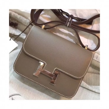 Hermes Constance Epsom Leather Shoulder Bag,14cm - 에르메스 콘스탄스 엡송 레더 여성용 숄더백 HERB0601, 14cm,그레이(은장)