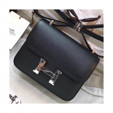 Hermes Constance Epsom Leather Shoulder Bag,14cm - 에르메스 콘스탄스 엡송 레더 여성용 숄더백 HERB0600, 14cm,블랙(은장)