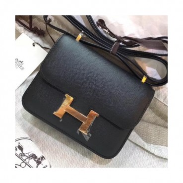Hermes Constance Epsom Leather Shoulder Bag,14cm - 에르메스 콘스탄스 엡송 레더 여성용 숄더백 HERB0599, 14cm,블랙(금장)