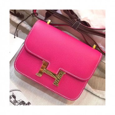 Hermes Constance Epsom Leather Shoulder Bag,14cm - 에르메스 콘스탄스 엡송 레더 여성용 숄더백 HERB0598, 14cm,핑크(금장)