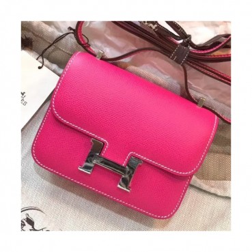 Hermes Constance Epsom Leather Shoulder Bag,14cm - 에르메스 콘스탄스 엡송 레더 여성용 숄더백 HERB0597, 14cm,핑크(은장)