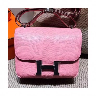 Hermes Constance Lizard Leather Shoulder Bag,19cm - 에르메스 콘스탄스 리저드 레더 여성용 숄더백 HERB0591, 19cm,핑크