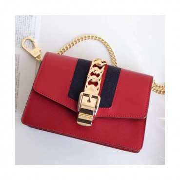 Gucci Sylvie Nano Chain Shoulder Bag,16.5CM - 구찌 실비 나노 체인 숄더백 494646,GUB0466,16.5CM,레드