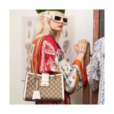 Gucci GG Supreme Padlock Small Shoulder Bag,26CM - 구찌 GG 수프림 패드락 스몰 숄더백 ,498156,GUB0399,26CM,화이트