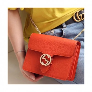 Gucci Interlocking Chain Shoulder Bag,20CM - 구찌 인터로킹  체인 숄더백 510304,GUB0398,20cm,오렌지
