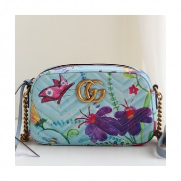 Gucci Marmont Matlase Camera Shoulder Bag,24CM - 구찌 마몬트 마틀라세 카메라 숄더백 447632,GUB0384,24cm,스카이블루