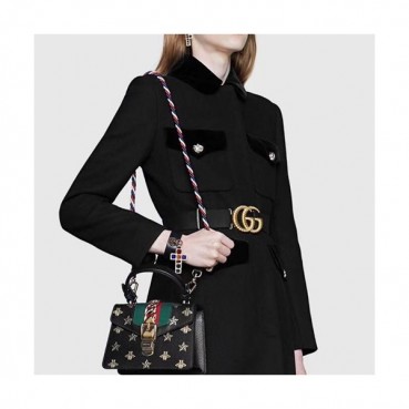 Gucci Sylvie Mini Leather Tote Shoulder Bag,20CM - 구찌 실비 미니 레더 토트 숄더백 470270,GUB0380,20CM,블랙