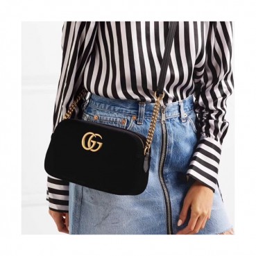 Gucci Marmont Matlase Velvet Camera Shoulder Bag,24CM - 구찌 마몬트 마틀라세 벨벳 카메라 숄더백 447632,GUB0377,24cm,블랙