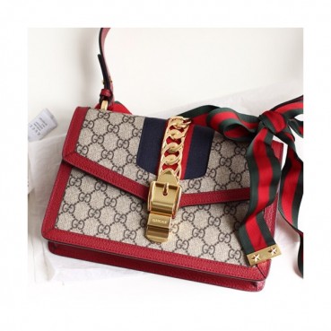 Gucci Sylvie Chain Shoulder Bag,25CM - 구찌 실비 체인 숄더백 421882,GUB0335,25CM,레드