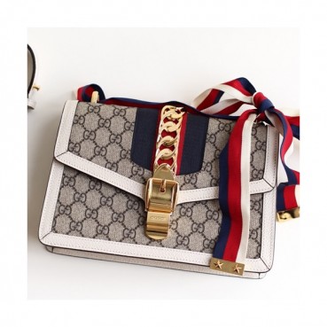 Gucci Sylvie Chain Shoulder Bag,25CM - 구찌 실비 체인 숄더백 421882,GUB0334,25CM,화이트