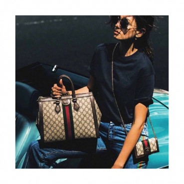 Gucci Ophidia Supreme Women Tote Shoulder Bag,33CM - 구찌 오피디아 수프림 여성용 토트 숄더백 524537,GUB0324,33CM,브라운