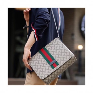 Gucci GG Supreme Messenger Shoulder Bag,30CM - 구찌 GG 수프림 남성용 메신저 숄더백 475432,GUB0317,30CM,브라운
