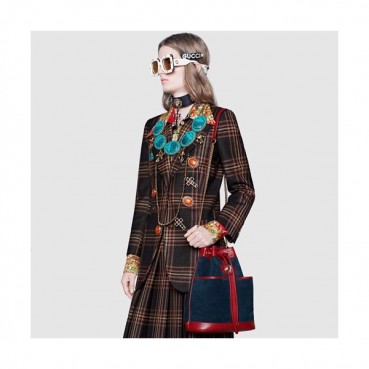 Gucci Suede Rajah Tiger Women Bucket Bag,30CM - 구찌 스웨이드 라자 타이거 여성용  버킷백 553691,GUB0308,30CM,네이비