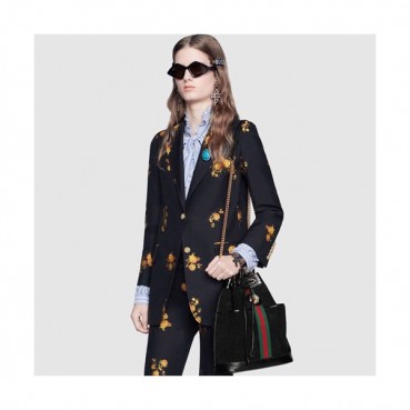 Gucci Suede Rajah Tiger Women Bucket Bag,30CM - 구찌 스웨이드 라자 타이거 여성용  버킷백 553691,GUB0306,30CM,블랙