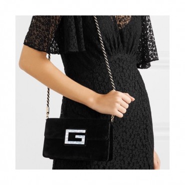 Gucci 2018 Velvet Square G Women Shoulder Bag,20CM - 구찌 2018 벨벳 스퀘어 G 여성용 숄더백 ,544242,GUB0287,20CM,블랙
