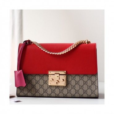 Gucci Pad Lock Supreme Women Shoulder Bag,30CM - 구찌 패드락 수프림 여성용 숄더백 ,409486 ,GUB0283,30CM,레드
