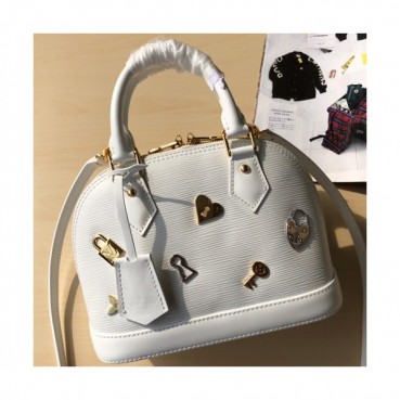 Louis Vuitton 2019 Alma Epi Leather Tote Shoulder Bag,23.5cm - 루이비통 2019 알마 에삐 레더 여성용 토트숄더백,M52884,LOUB0998 ,23.5cm,화이트