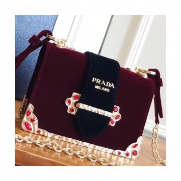 Prada 2018 Cahier Leather Shoulder Bag,18cm - 프라다 2018 카이에 레더 여성용 숄더백 ,1BH018
