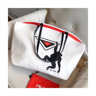 Prada 2018 Canvas Tote Shoulder Bag,40cm - 프라다 2018 캔버스 여성용 토트 숄더백 ,1BG218