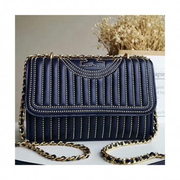 Tory Burch Leather Navy Fleming Stud Small Convertible Chain Shoulder Bag,21cm - 토리버치 레더 네이비 플레밍 스터드 스몰 컨버터블 체인 숄더백 TBB0188,21cm