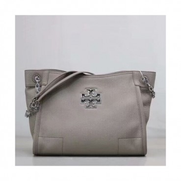 Tory Burch Leather Gray Britten Small Slouchy Tote Shoulder Bag,29.5cm - 토리버치 레더 그레이 브리턴 스몰 토트 숄더백  TBB0170,29.5cm