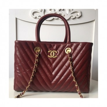 Chanel Leather Tote Shoulder Bag ,30CM - 샤넬 레더 여성용 토트 숄더백  CHAB0570,30CM,레드