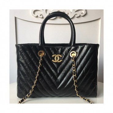 Chanel Leather Tote Shoulder Bag ,30CM - 샤넬 레더 여성용 토트 숄더백  CHAB0568,30CM,블랙