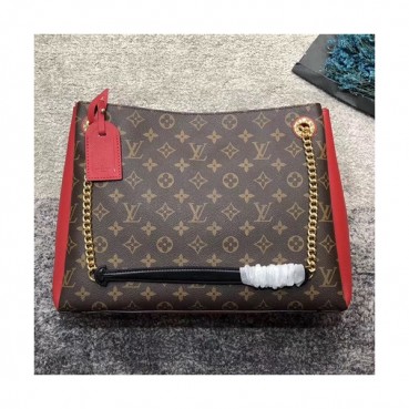 Louis Vuitton Surene MonogramTote Shoulder Bag,36cm - 루이비통 쉬렌 모노그램 토트 숄더백 M43772,LOUB0957,36cm,브라운+레드