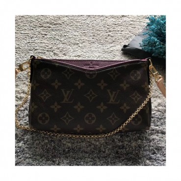 Louis Vuitton Pallas Clutch Shoulder Bag,23cm - 루이비통  팔라스 클러치 숄더백, M41638,LOUB0524 ,23cm,브라운+퍼플레드