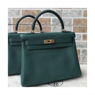 Hermes Kelly Togo Leather Tote Shoulder Bag ,28cm - 에르메스 켈리 토고 레더 여성용 토트 숄더백 HERB0548,28cm,그린