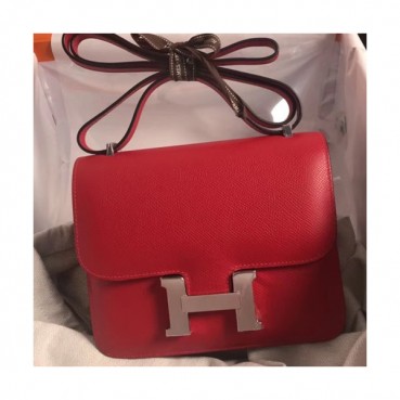 Hermes Constance Epsom Leather Shoulder Bag,19cm - 에르메스 콘스탄스 엡송 레더 여성용 숄더백 HERB0540, 19cm,레드